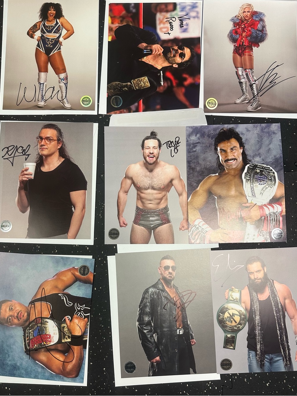PRO WRESTLING CRATE AUTOGRAPHED 8X10 LOT 9 CERTIFIED SIGNATURES WILLOW ELIAS